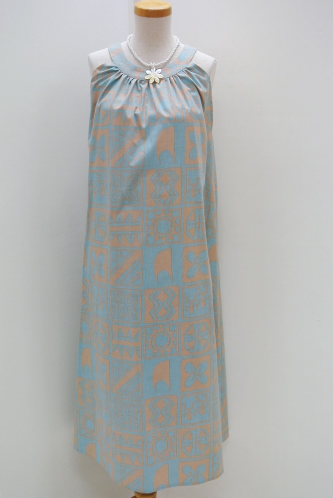 メネフネオリジナルワンピース 　CM-3　タパエカヒ　［ブルー／ベージュ］