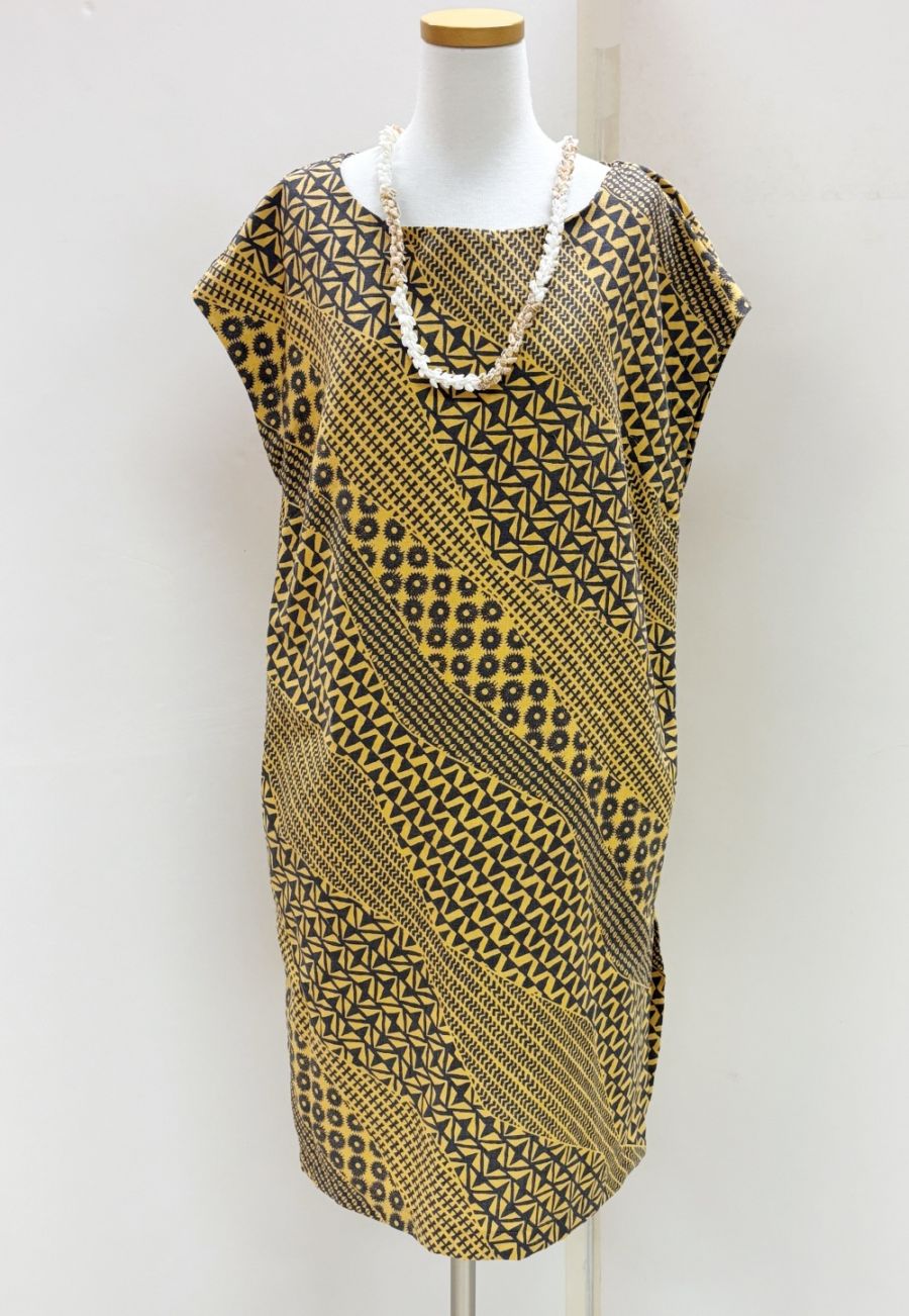 メネフネオリジナルワンピース 　OP-19　Kapa wiwo'ole カパ ヴィヴォ オレ［カスタード／チャコール］　