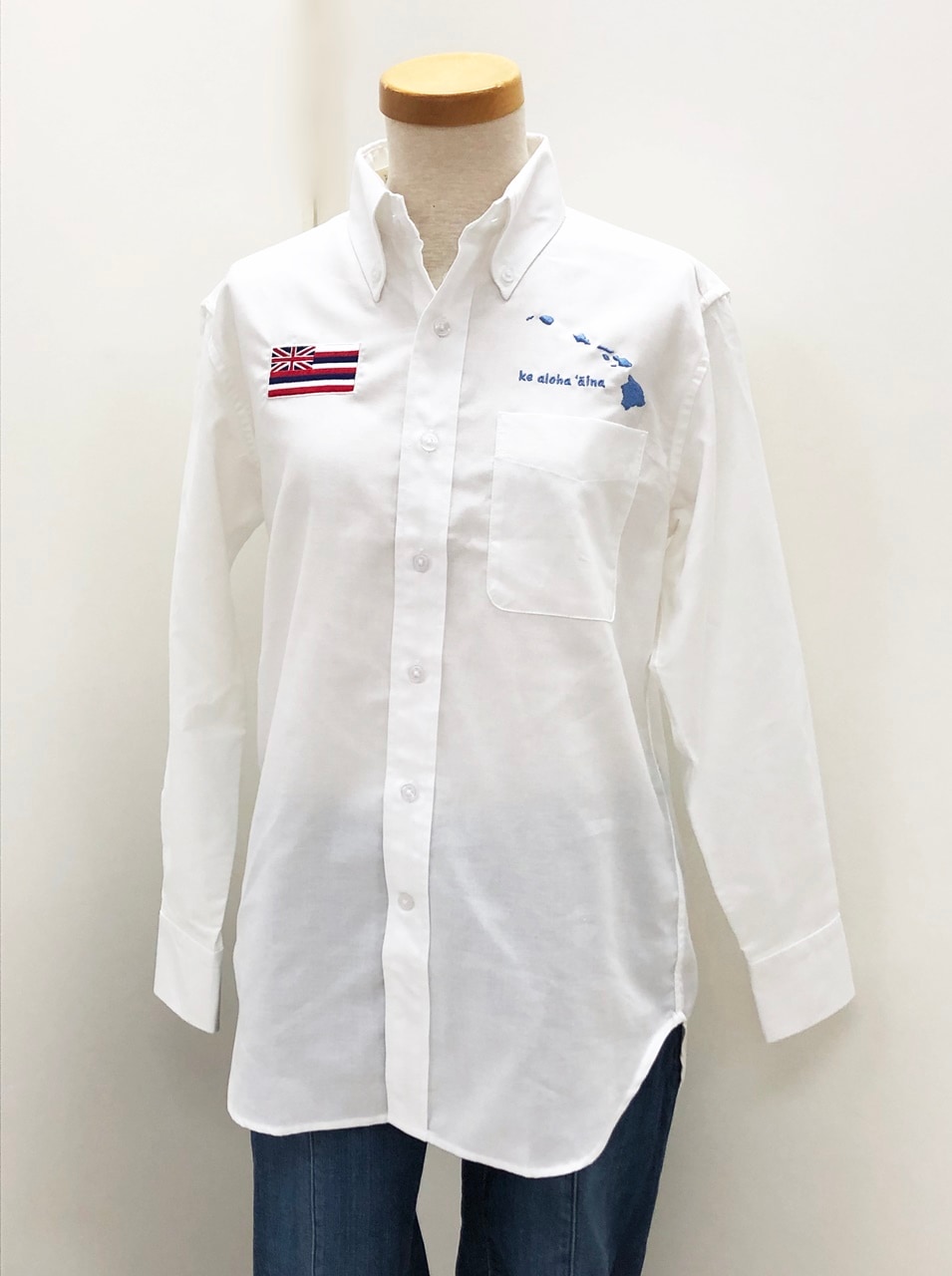 ボタンダウンシャツ　Ku`ｕ hae aloha クーハエアロハ（ホワイト）