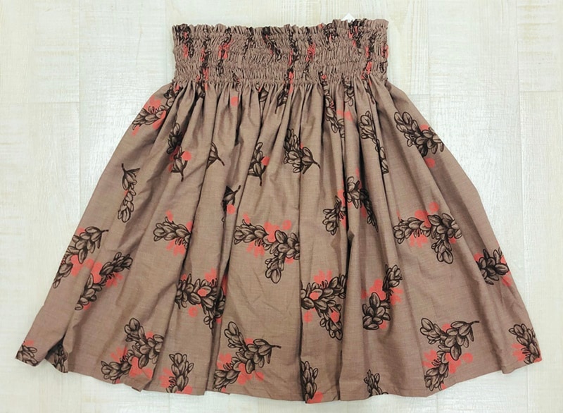 オリジナルプリントパウスカート3.6m使用70cm丈　オヘロ［ブラウン/ダークブラウン]