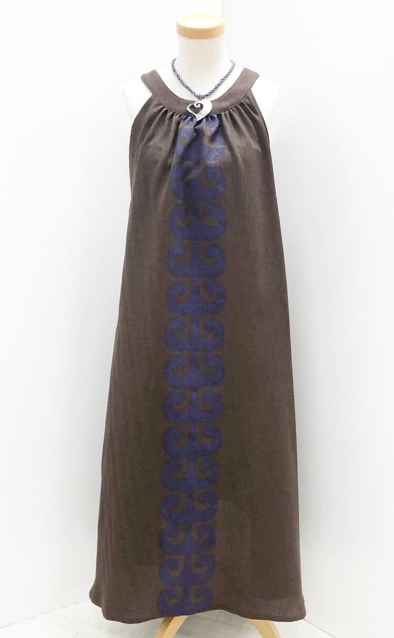 メネフネオリジナルワンピースCM-3 　[ マカイ柄/ブラウン]