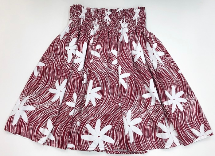 オリジナルパウスカー3.6ｍパウスカート70cm丈　Hoala ホオアラ　（レッド）