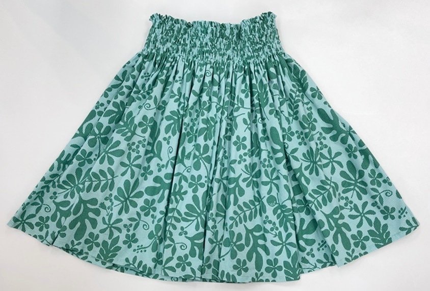 オリジナルパウスカー3.6ｍ70cm丈　ワヒネタヒチ（ギンガムチェック/グリーン）