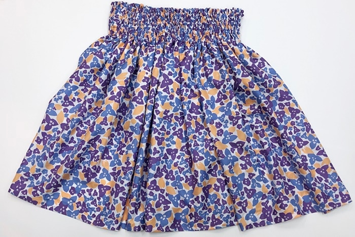 オリジナルパウスカート3.6ｍ70cm丈　ブーゲンビリア（ラベンダー/ブルー）　ポリエステル100％