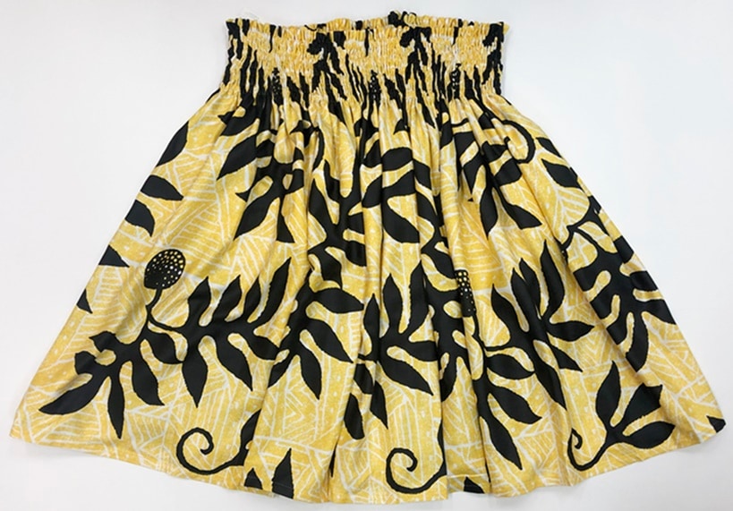 オリジナルパウスカート3.6ｍ70cm丈　ライアテア（イエロー/ブラック）　ポリエステル100％