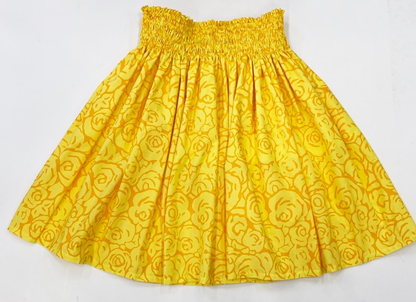 オリジナルプリントパウスカート3.6ｍ使用70cm丈　ロケラニ（イエロー）
