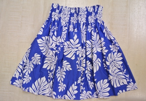 オリジナルパウスカー3.6ｍ70cm丈　モンステラエコル[ロイヤルブルー］