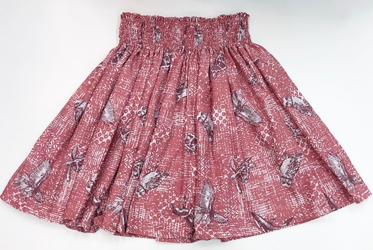 オリジナルパウスカート3.6ｍ使用70ｃｍ丈 Na aumakua ナ アウマクア[ガーネット］