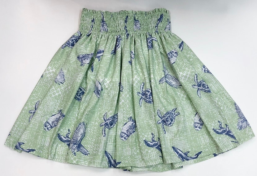 オリジナルパウスカート3.6ｍ使用70ｃｍ丈 Na aumakua ナ アウマクア[ピスタチオ］