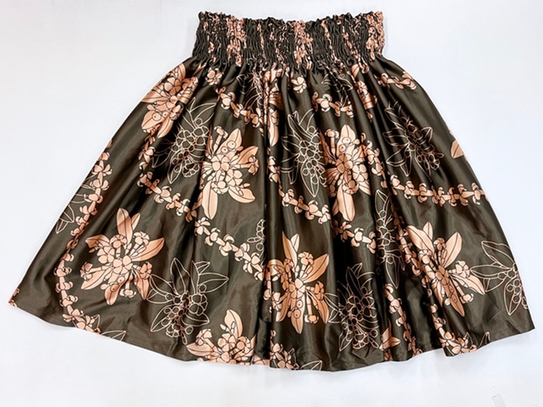 オリジナルパウスカート3.6ｍ70cm丈　レイプアケニケニ（モカ/サーモンピンク）　ポリエステル100％