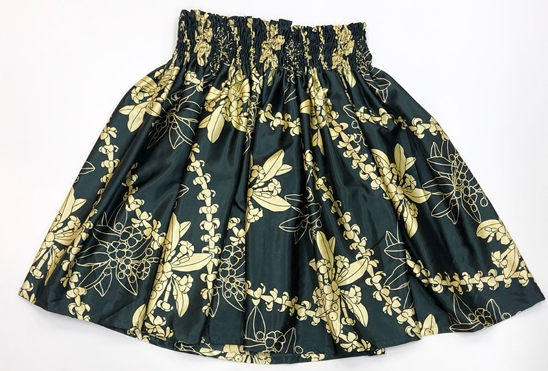 オリジナルパウスカート3.6ｍ70cm丈　レイプアケニケニ（チャコールグレー/カスタード）　ポリエステル100％