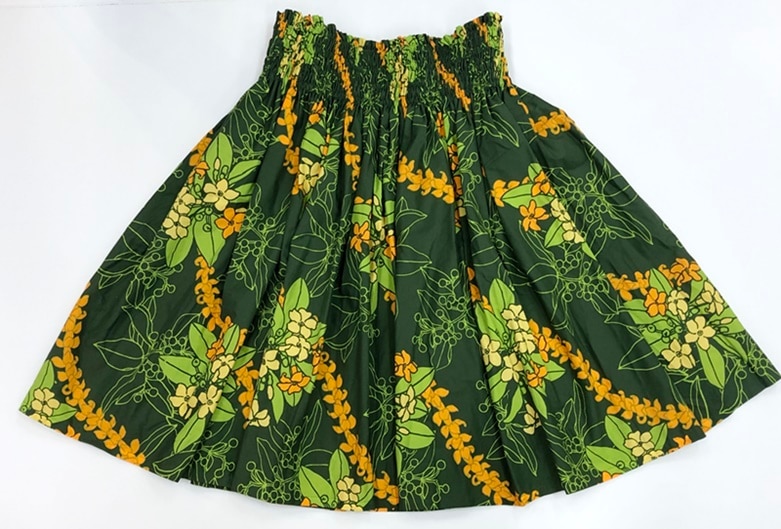 オリジナルパウスカート3.6ｍパウスカート70cm丈　プア・ケニケニ（グリーンティー）
