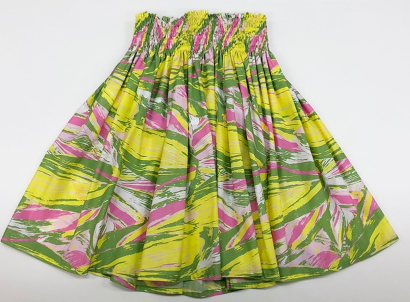 オリジナルパウスカート3.6ｍ70cm丈　カウアイビューティー［キャンディピンク/イエロー］