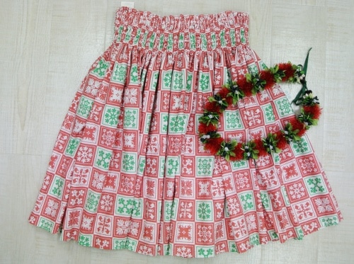 オリジナルパウスカート3.6ｍパウスカート70cm丈　ティティロ[レッド/グリーン]