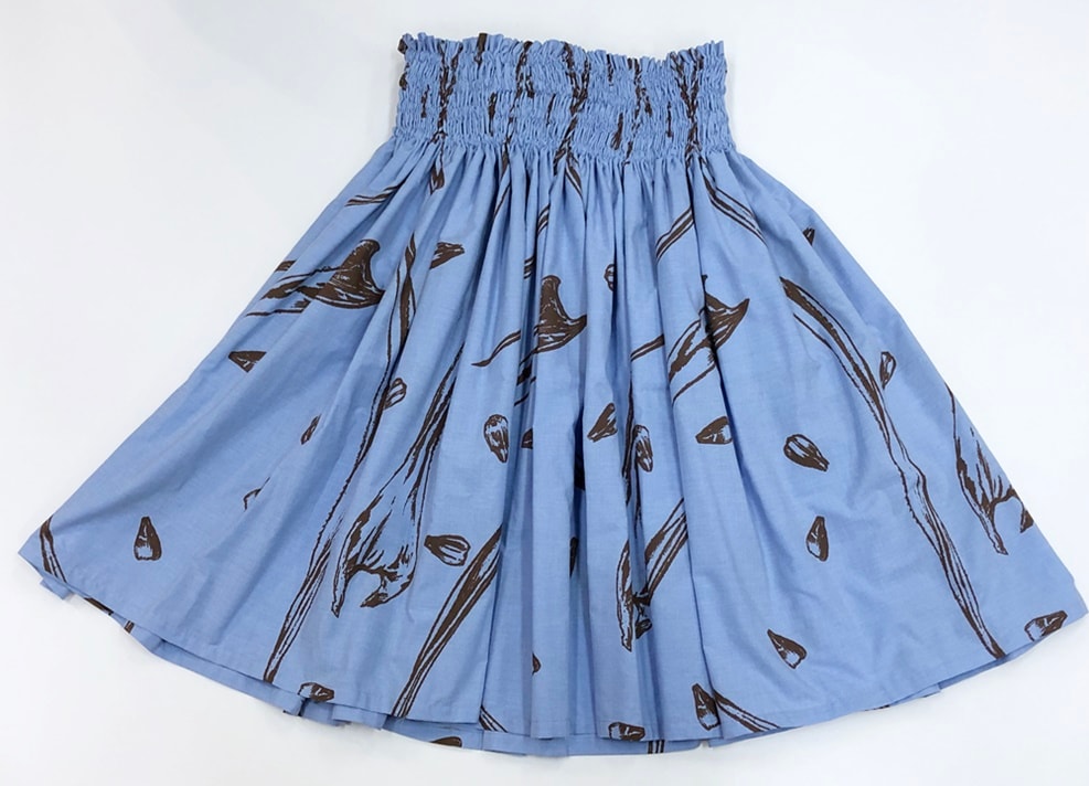 オリジナルパウスカート3.6ｍ70cm丈　Hana no eau ハナ ノ エアウ　[ブルー/ブラウン]
