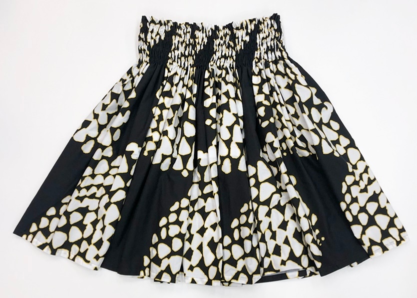 オリジナルパウスカート3.6ｍ使用70ｃｍ丈   Pupu nui ププヌイ 　 [ブラック/マスタード]