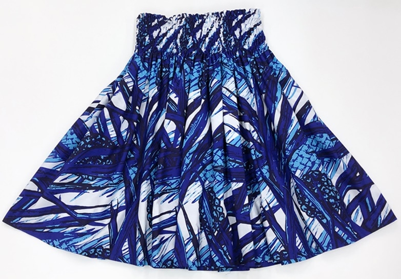 オリジナルパウスカー3.6ｍパウスカート70cm丈　モアエ（ブルー）