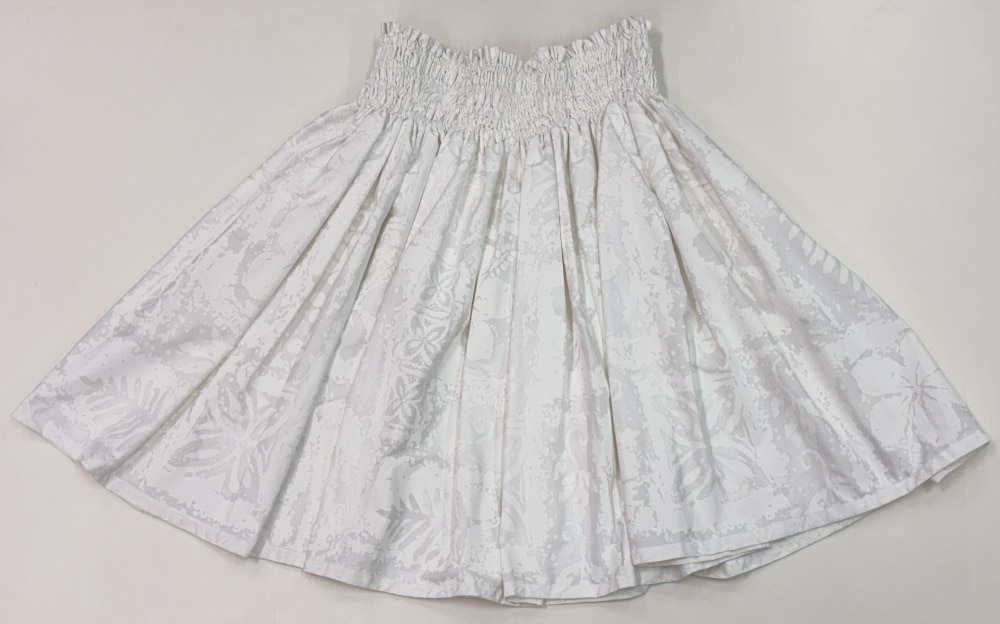 オリジナルプリントパウスカート.3.6m使用70cm丈　タヒチヌイ（ホワイト）　