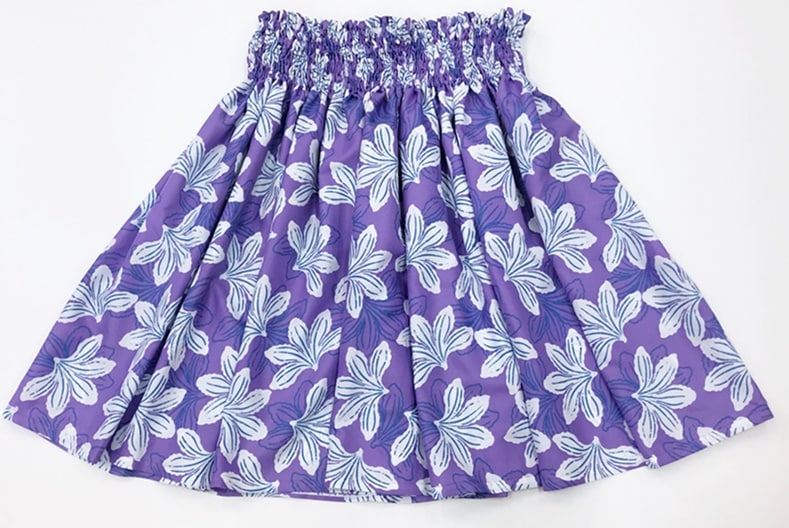 オリジナルパウスカート3.6ｍ75cm丈　Pua naupaka プアナウパカ［ラベンダー］ ポリエステル100％