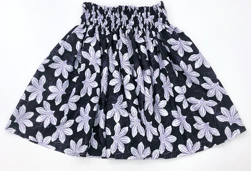 オリジナルパウスカート3.6ｍ75cm丈　Pua naupaka プアナウパカ［ブラック］ ポリエステル100％