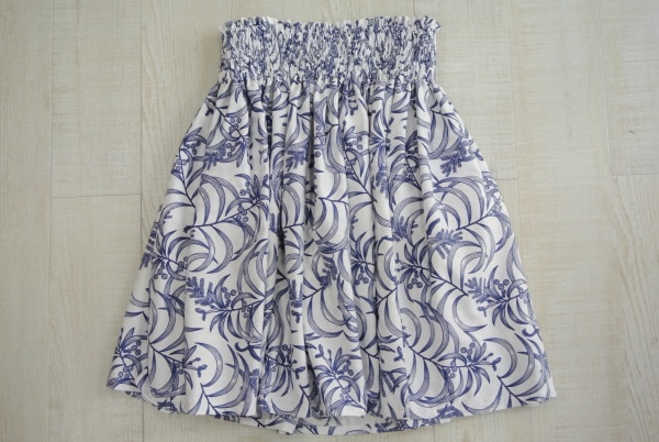 オリジナルパウスカート3.6ｍパウスカート75cm丈　Koa o ka lani コア オ カラニ　 　［ホワイト/インディゴ］