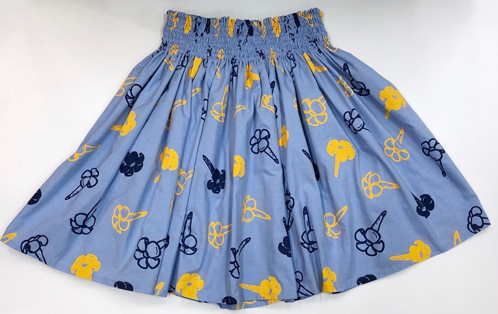 オリジナルパウスカート3.6ｍパウスカート75cm丈　Pua Kenikeni onaona プアケニケニ オナオナ［キャンディーブルー］