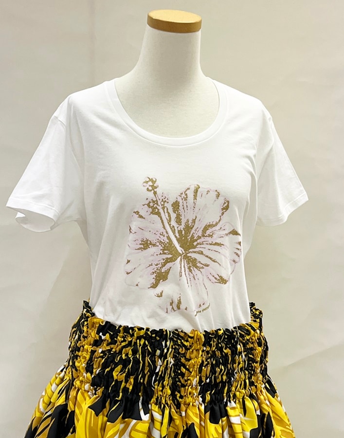 ハイビスカス ブリーズ　Tシャツ　半袖        ［ホワイト］