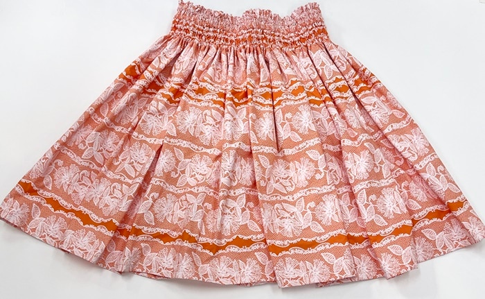 オリジナルパウスカート3.6ｍパウスカート70cm丈　マイアウ（オレンジ/ホワイト）