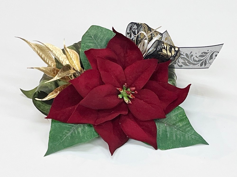 【プレミアムヘアクリップ】ポインセチア（黒リボン）