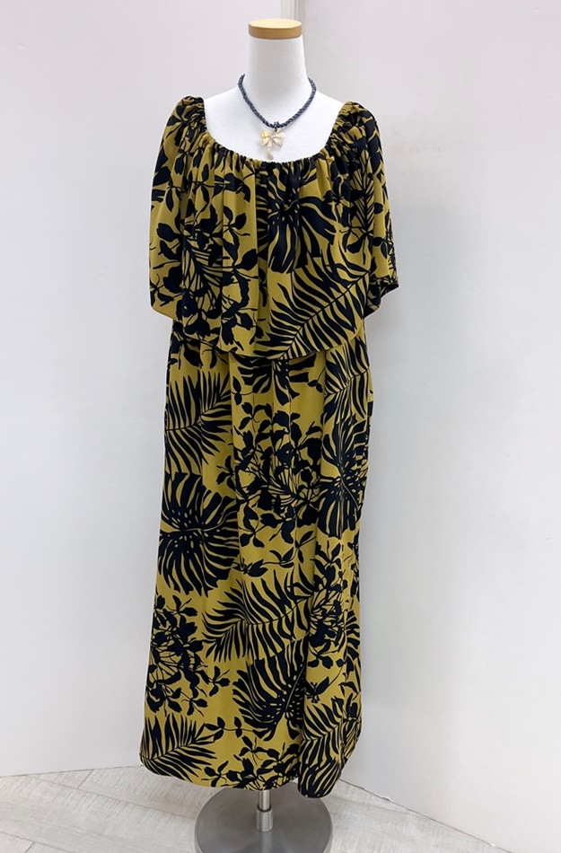 メネフネオリジナルワンピースOP-31　ハイリアロハ［ゴールデンキウイ／ブラック］　