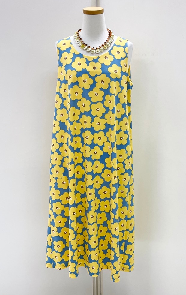 メネフネオリジナルワンピース 　M-551 Pua hau nani プア ハウ ナニ　［ブルー/カスタード］　