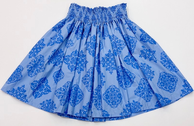 オリジナルパウスカート3.6ｍパウスカート70cm丈　Ｈｕｉ　Ｋｕｉｋｉ（フイ　クイキ）［ブルー/ブルー］