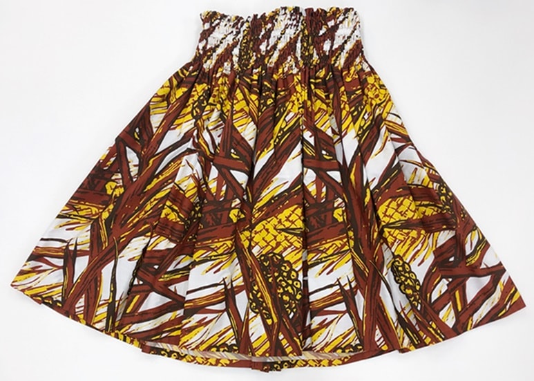 オリジナルパウスカー3.6ｍパウスカート75cm丈　モアエ（ブラウン/ハライエロー）