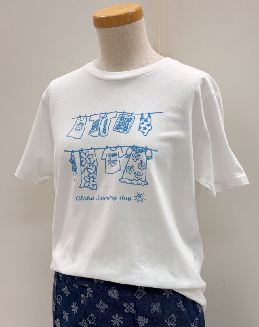 aloha laundry day  アロハランドリーデイ　Tシャツ　半袖［ホワイト/ブルー］