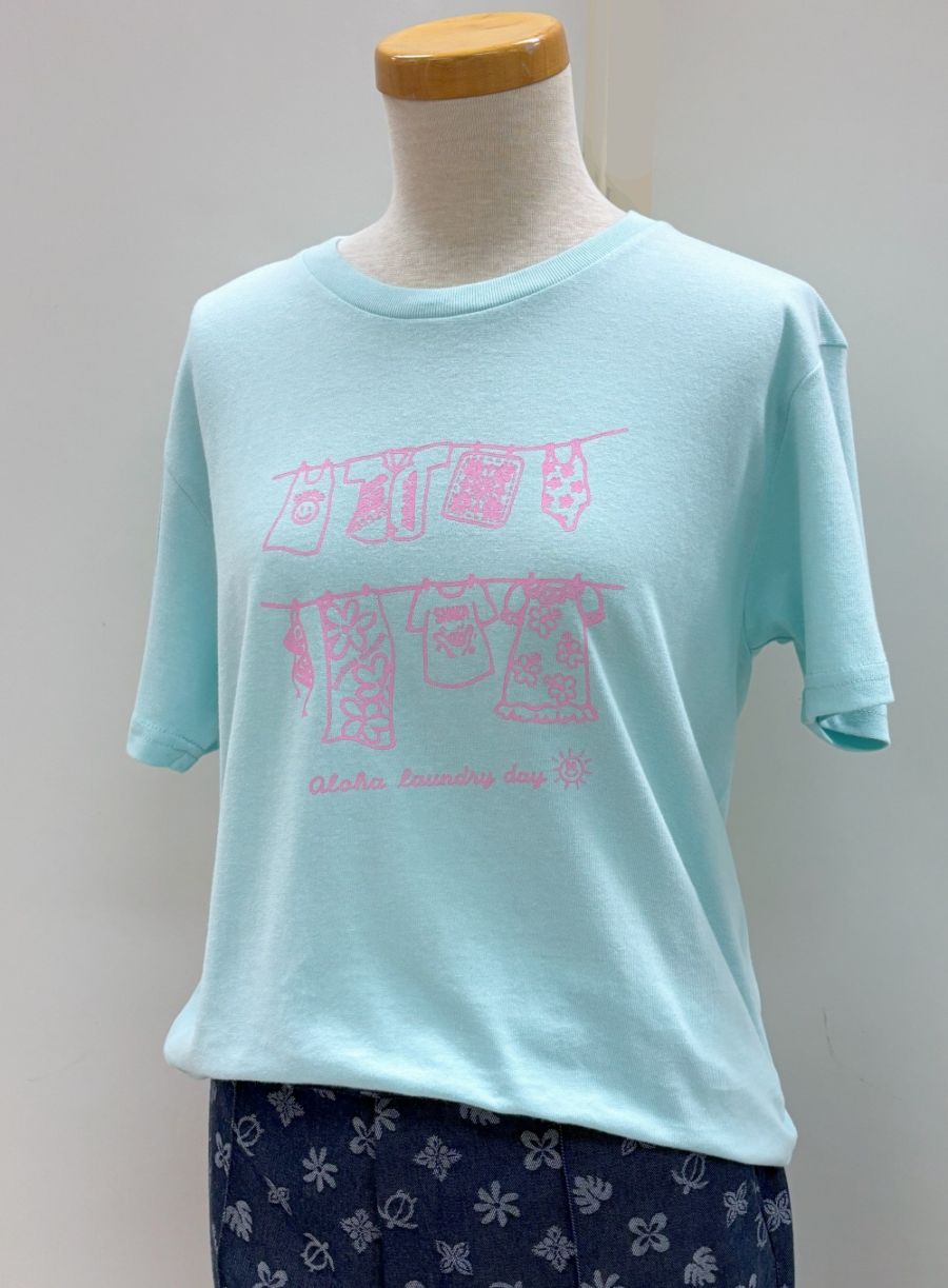 aloha laundry day  アロハランドリーデイ　Tシャツ　半袖［アイスブルー］