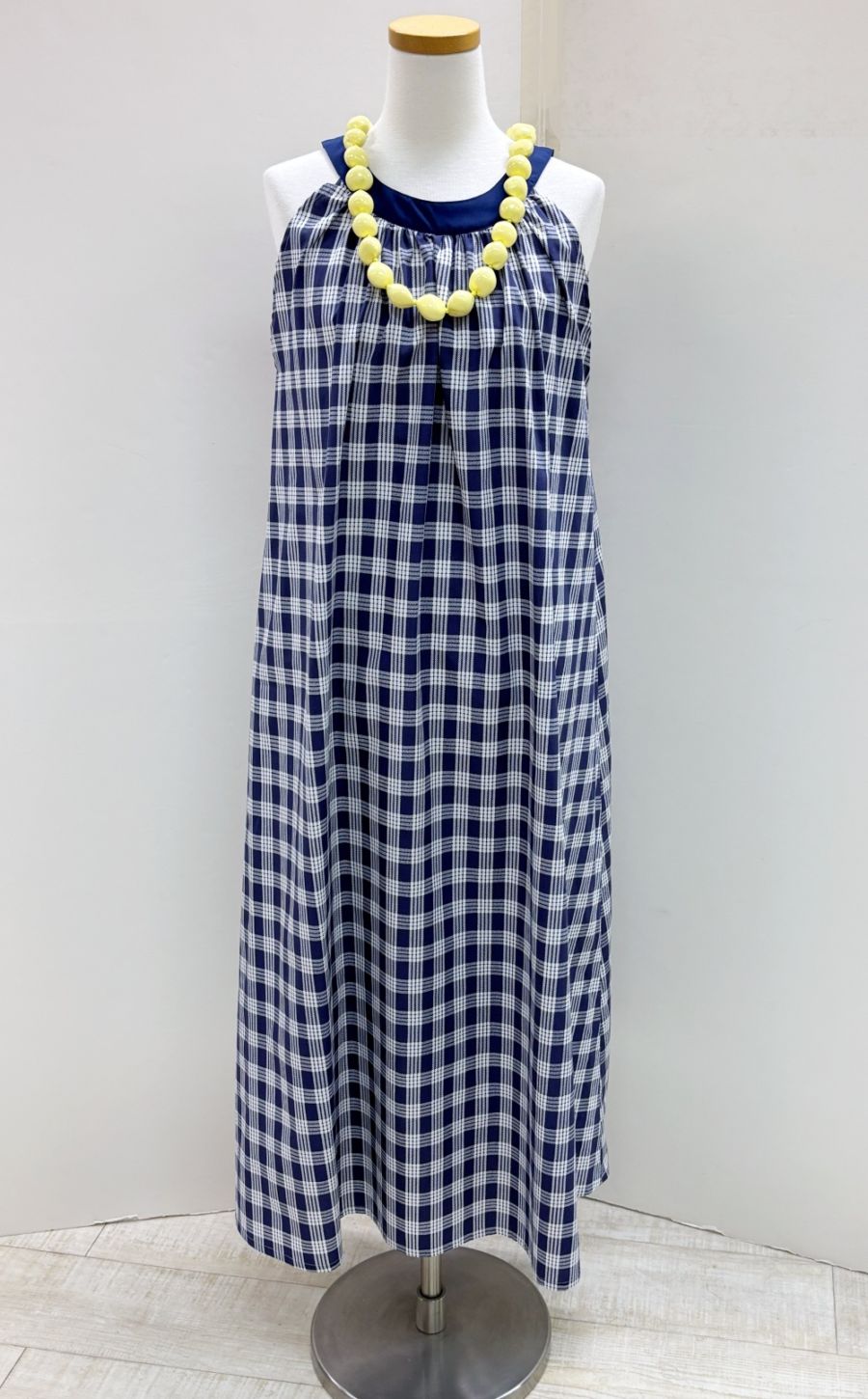 メネフネオリジナルワンピースCM-3 　パラカチェック [ネイビー]