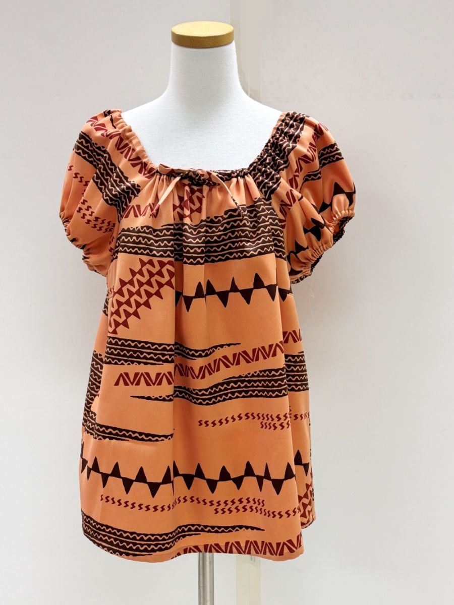 メネフネオリジナルブラウス　B-23　（ カパヒヴァヒヴァ　オレンジ）