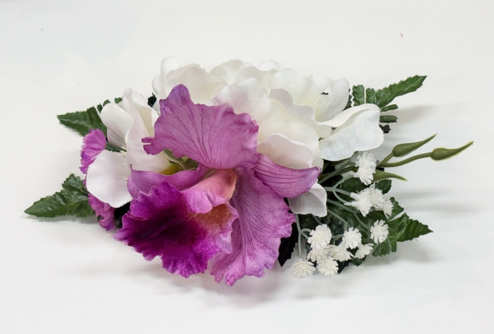 【プレミアムヘアクリップ]NO8　カトレアとアマリリスのクリップ