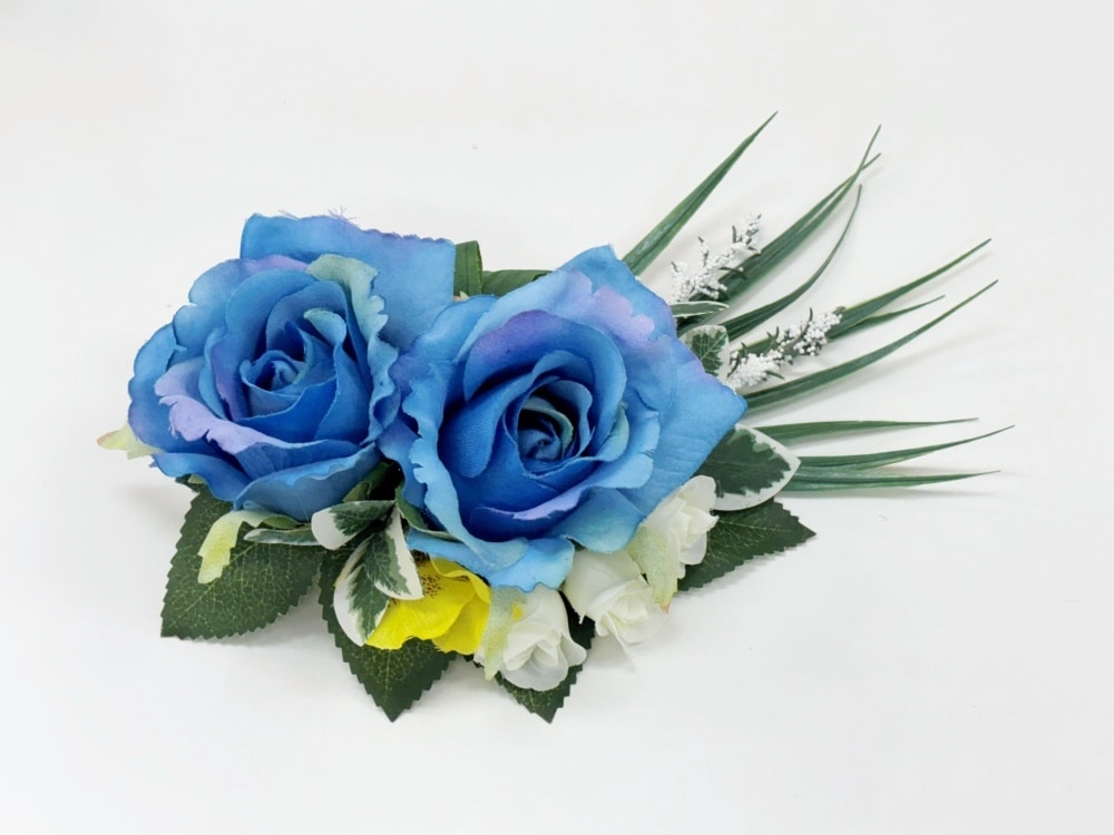 【プレミアムヘアクリップ]NO2　青いバラのクリップ