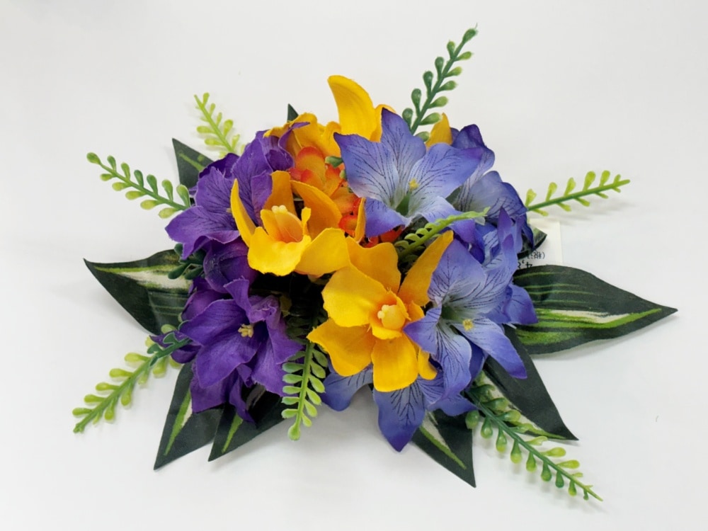 【プレミアムヘアクリップ]NO6　キキョウとシンビジュームのクリップ