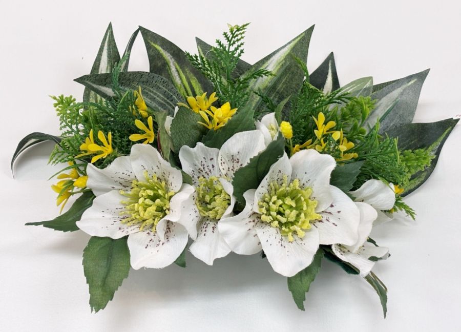 【プレミアムヘアクリップ]NO13　クリスマスローズとリーフのクリップ