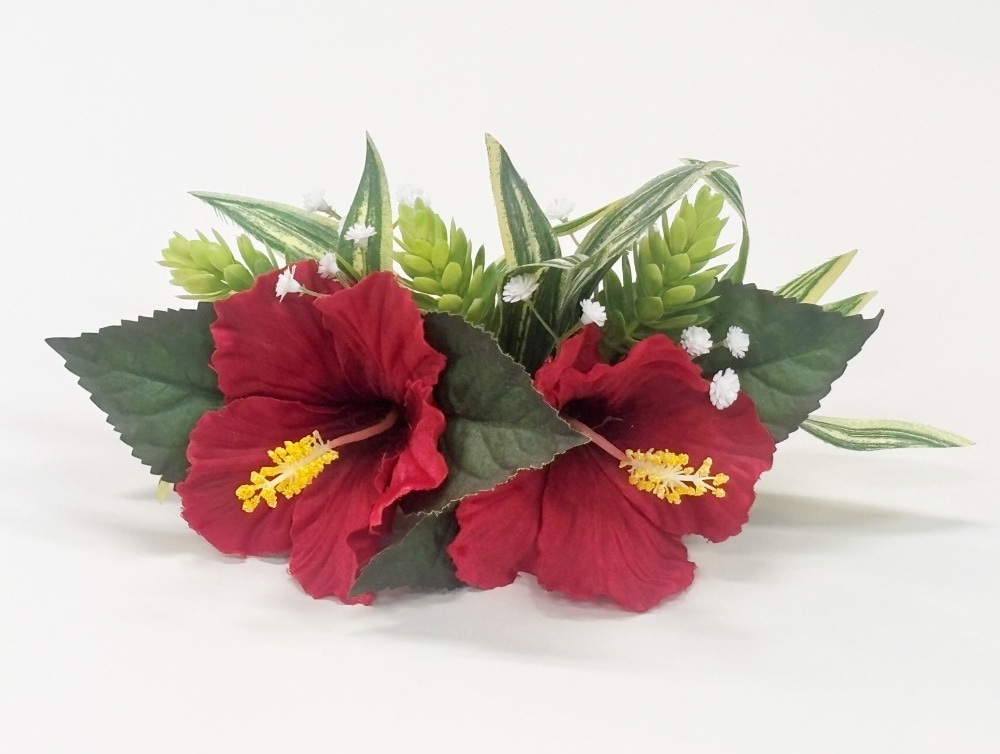 【プレミアムヘアクリップ]NO7　ハイビスカス2個付きクリップ