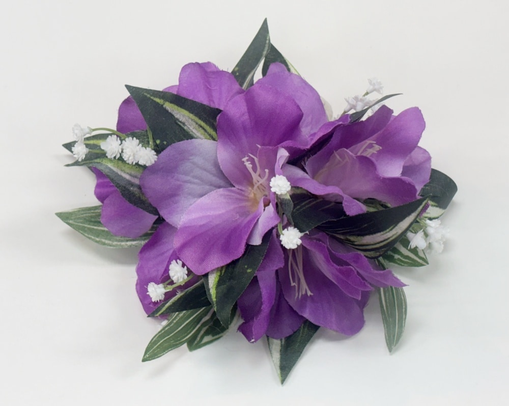 【プレミアムヘアクリップ]NO9　グラジオラスとカスミソウのクリップ