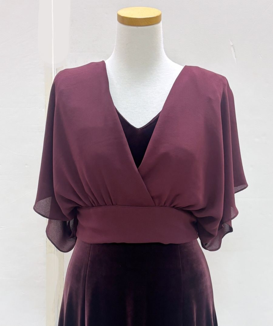 メネフネオリジナルカシュクールブラウス　B-127C　（ ワイン）