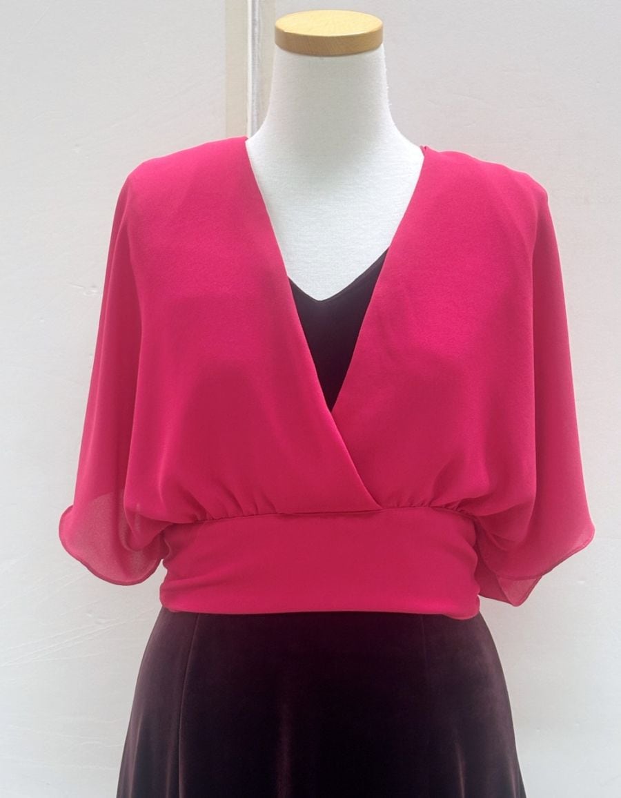 メネフネオリジナルカシュクールブラウス　B-127C　（ チェリーレッド）