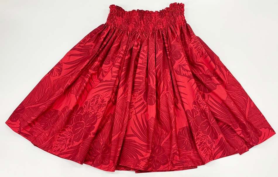 フラダンス用パウスカート サーモンピンク メネフネプランテーション 丈75㎝ フラダンス用パウスカート サーモンピンク メネフネプランテーション