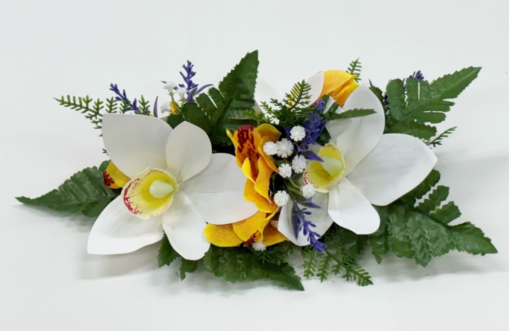 【プレミアムヘアクリップ]22K-4　シンビジュームとシダのクリップ