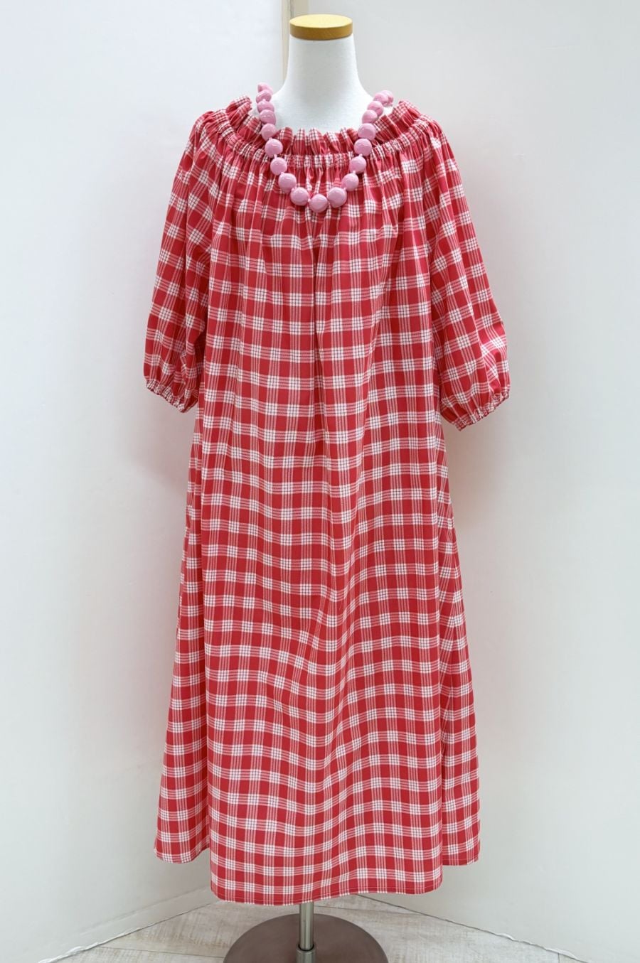 メネフネオリジナルワンピース O-831　パラカチェック（レッド）