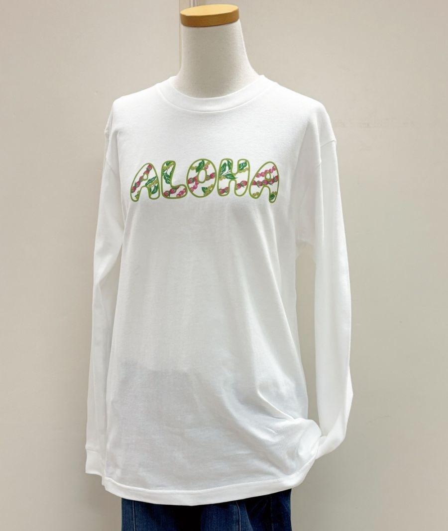 PUA ALOHA(プアアロハ）Tシャツ　長袖        ［ホワイト］