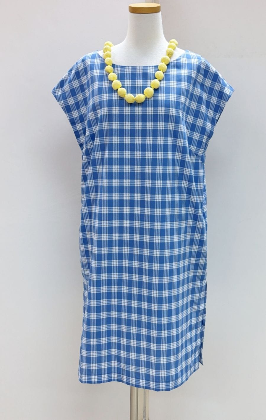 メネフネオリジナルワンピース 　OP-19 パラカチェック　［スカイブルー］